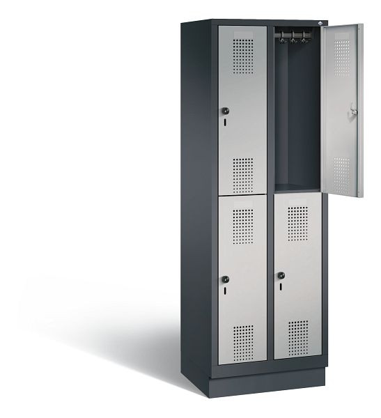 C+P locker dubbeldekker Evolo, H1800xB610xD500mm, kleur: zwart-grijs/wit aluminium, 48320-20 S10141