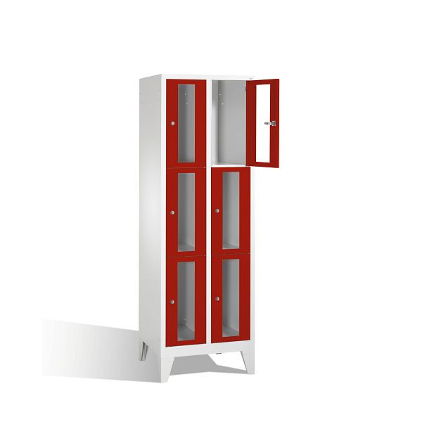 C+P lockerkast Classic, H1850xW610xD500mm, kleur: lichtgrijs/robijnrood, 8010A203 S10001