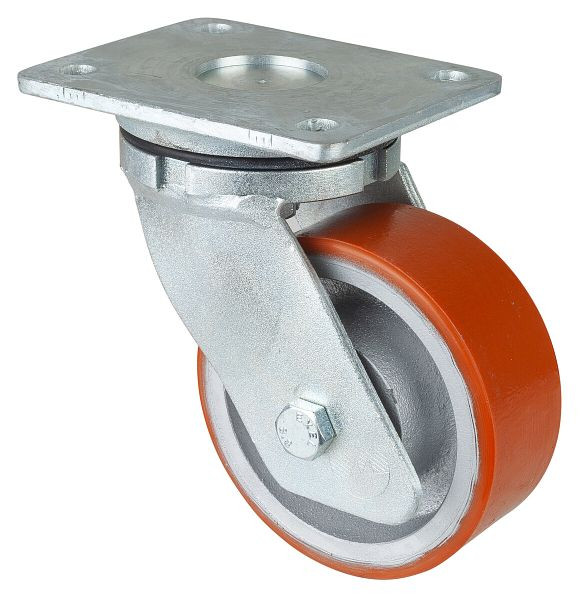 BS Rollen Zwaarlastwiel, wielbreedte 50 mm, wiel-Ø 125 mm, draagvermogen 550 kg, gegoten polyurethaan loopvlak 95 Shore A, gegoten wiel, kogellager, RR100.C10.125