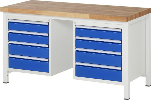 RAU werkbank serie 8000 - frameconstructie (gelast frame), 8 x laden, 1500x840x700 mm, 03-8181A1-157B4S.11