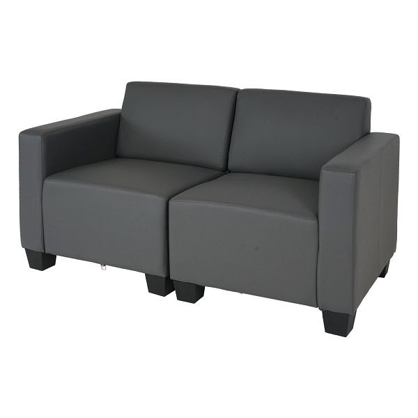 Mendler Modular 2-zitsbank Couch Lyon, imitatieleer, donkergrijs, 75184+75185
