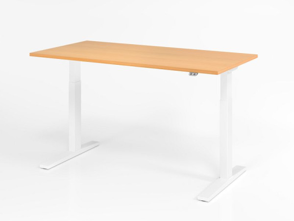 Hammerbacher bureau XMKA16, 160 x 80 cm, blad: beuken, 25 mm dik, ABS dikke rand, rechthoekige vorm, wit, VXMKA16/6/W