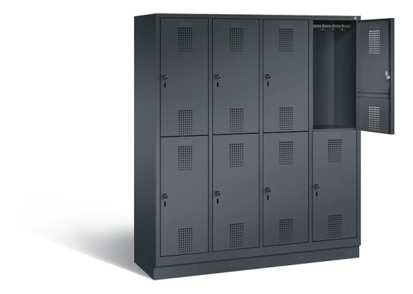 C+P locker dubbeldekker Evolo, H1800xB1590xD500mm, kleur: zwart-grijs, 48320-42 S10024