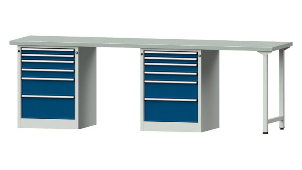 ANKE werkbanken combinatie werkbank, model 916 V, 2800 x 700 x 890 mm, RAL 7035/5010, ZBP 40 mm, 415.157