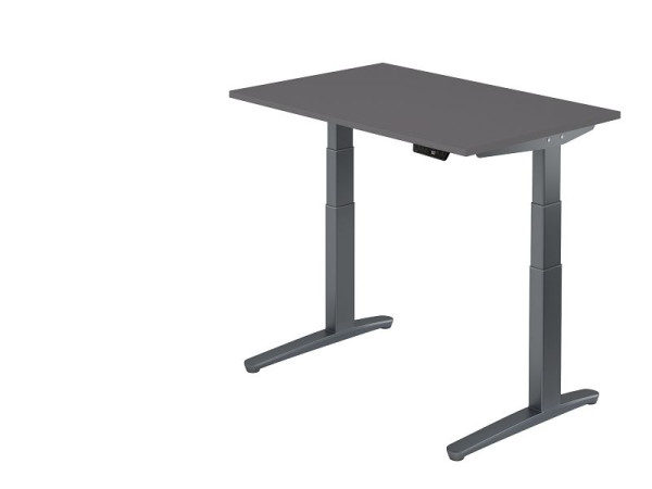 Hammerbacher zit-sta bureau elektrisch 120x80cm grafiet/grafiet, rechthoekige vorm, VXBHM12/G/GG