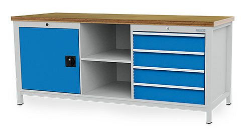 Bedrunka + Hirth box werkbank R 24-24, 4x150 mm, lades volledig uittrekbaar 100%, lades met 50 mm fronthoogte, 70 kg draagvermogen, 03.20.16V