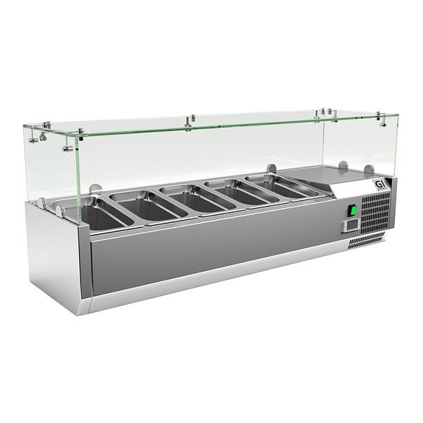 Gastro-Inox RVS koelvitrine 5x Gastronorm 1/4, netto inhoud 33 liter, statische koeling, 209.120