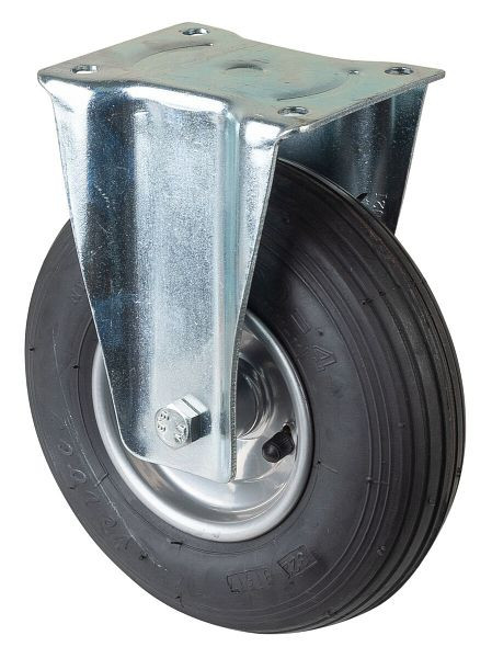 BS rollen transportrol, vaste rol, wielbreedte 65 mm, wiel Ø 230 mm, draagvermogen 130 kg, zwart rubberen luchtwiel, stalen velg, rollager, L410.C90.230