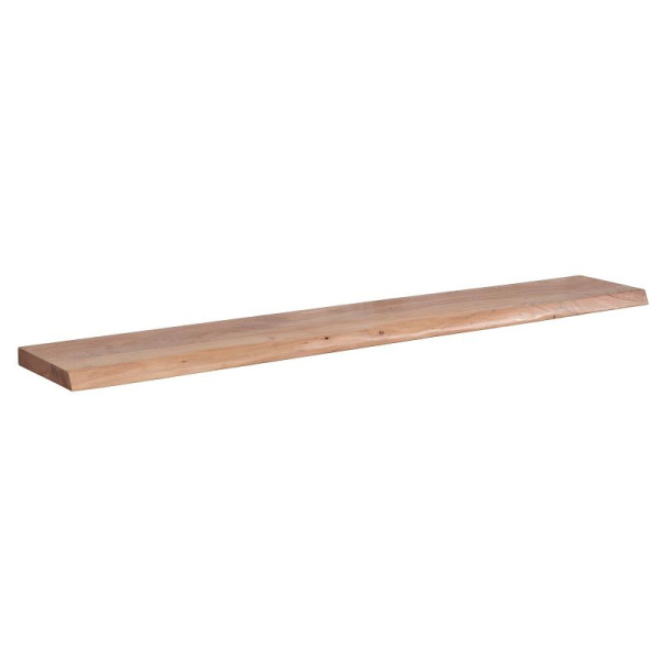 Wohnling wandplank met boomrand, massief acaciahout, 160 cm, design zwevende plank, massieve wandplank, natuurlijk houten plank, hangplank in landelijke stijl, WL6.517