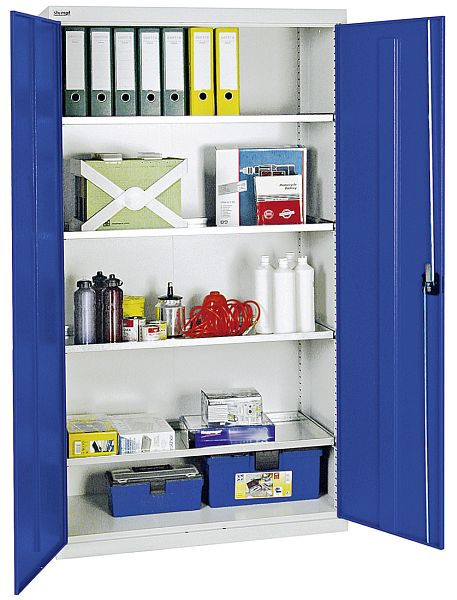 stumpf gereedschaps- en materiaalkast serie 3000, 7035/5010, 4 legborden, 3008074
