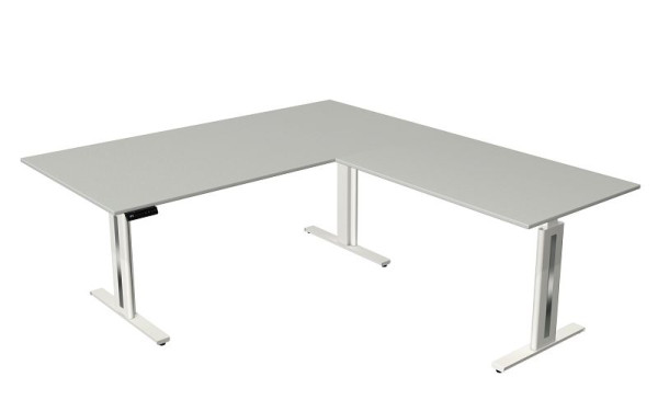 Kerkmann zit/sta tafel Move 3 fresh, B 2000 x D 1000 mm, met opzetelement 1200 x 800 mm, elektrisch in hoogte verstelbaar van 720-1200 mm, wit, 10186711