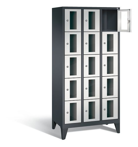 C+P lockerkast Classic, H1850xB900xD500mm, kleur: zwartgrijs/lichtgrijs, 8010A305 S10013