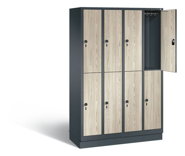 C+P locker, dubbellaags Evolo, H1800xB1190xD500mm, kleur: antracietgrijs / decor Sen essen, 48320-40 S10778