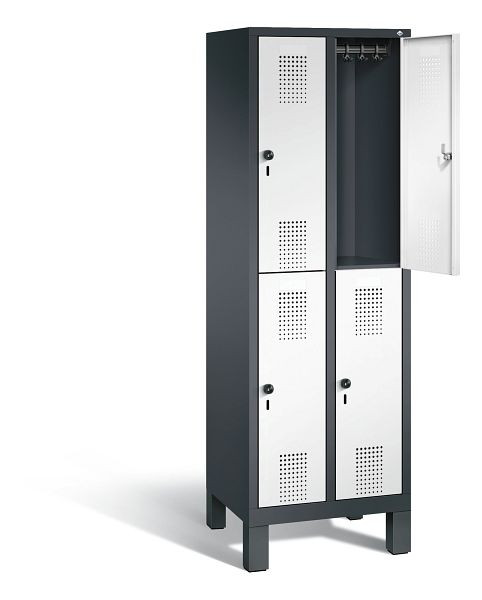 C+P locker 2-laags Evolo, H1850xB610xD500mm, kleur: zwartgrijs / verkeerswit, 48310-20 S10350
