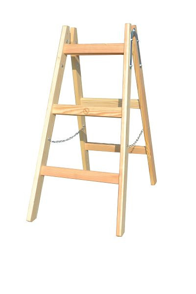 VaGo-Tools houten ladder ladder trapladder 2 x 3 treden tweezijdige vouwladder, HL-203_jv