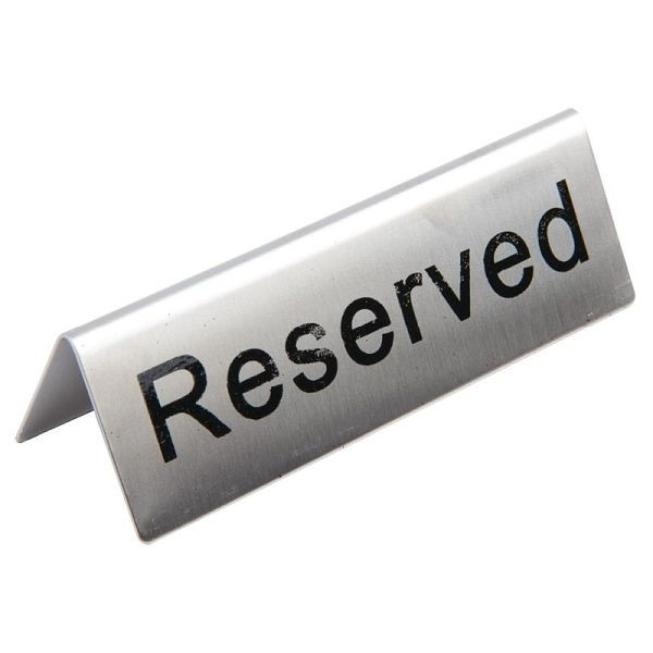 Olympia tafelborden 'Reserved' RVS, VE: 10 stuks, U051