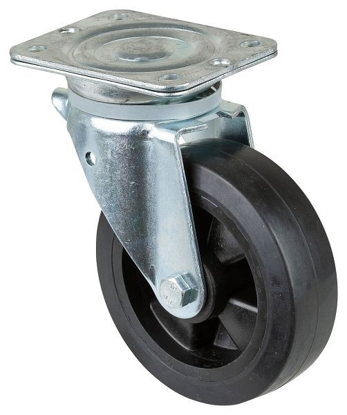 BS Rollen zwaarlastwiel, wielbreedte 50 mm, wiel-Ø 160 mm, draagvermogen 250 kg, zwarte elastische banden, kunststof wiellichaam, rollager, N100.B60.160