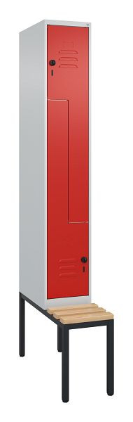 C+P Z-Spind Classic PLUS, met onderbank, 2 vakken, 2120x300x815mm, 7035/3020, draaigrendel, beuken zitlat, 0800537-102 S10002