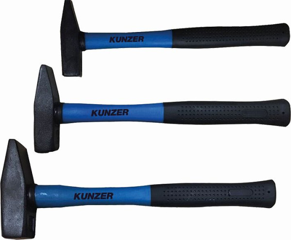 Kunzer hamerset met glasvezel steel, 3-delig, 7HSF03