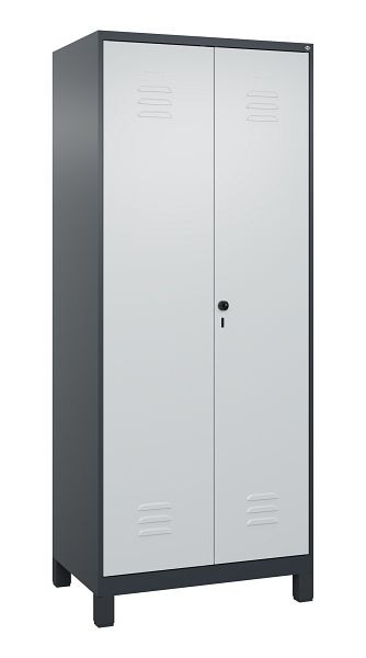 C+P Umkleidespind Classic PLUS, Doppel-Spind, Füße, 2 Abteile, 1950x800x500mm, 7016/7035, Drehriegel, 080012-22P S10001