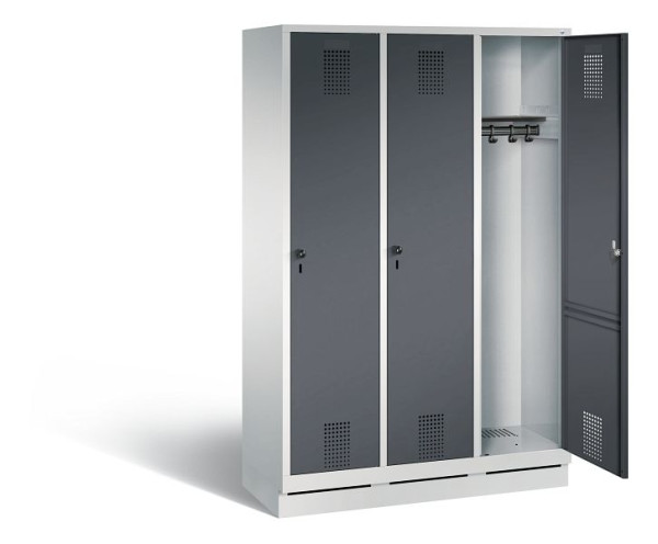 C+P Evolo kleerkast, H1800xB1200xD500mm, kleur: lichtgrijs / zwartgrijs, 48020-32 S10096