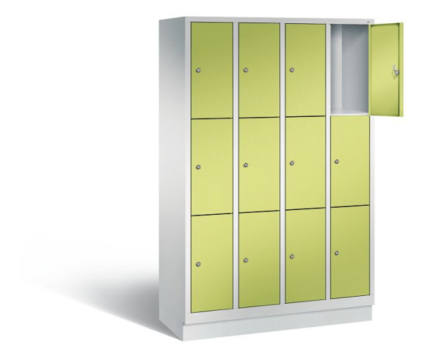 C+P lockerkast Evolo, H1800xB1190xD500mm, kleur: lichtgrijs / virid groen, 48020-403 S10086