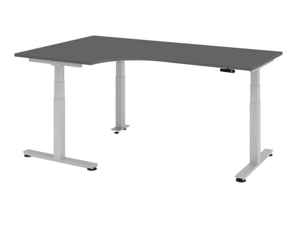 Hammerbacher zit-sta hoektafel elektrisch 200x120cm 90° grafiet/zilver, links of rechts te monteren, VXDSM82/G/S