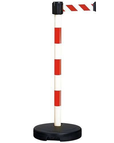 DENIOS Absperr- und Leitsystem, Kunststoff, rot/weiß, für innen und außen, Gurt 3 m, 240911