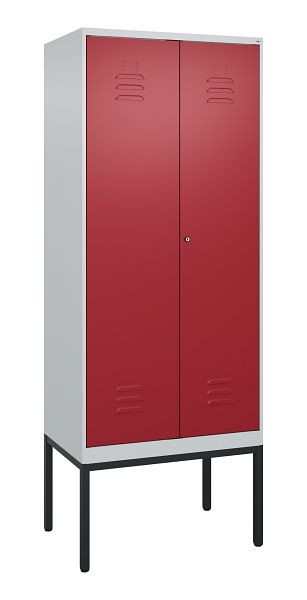 C+P Umkleidespind Classic PLUS, Doppel-Spind, Gestell, 2 Abteile, 2120x800x500mm, 7035/3003, Zylinderschloss, 0800327-22P S10016
