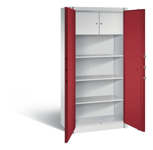C+P brandbeveiligingskast Certos, H1950xW930xD500mm, kleur: lichtgrijs/robijnrood, handgreep, 4 OH, 1170-200 S10031