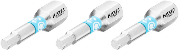 Hazet bit, massief zeskant 6,3 (1/4 inch), binnenzeskant profiel, 3 mm, aantal gereedschappen: 3, sleutelwijdte: 3 mm, 2204N-3/3