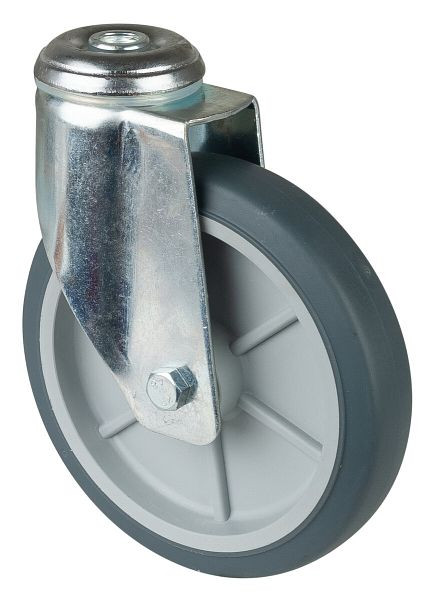 BS-wielen Zware apparatuurwiel, breedte 32 mm, Ø150 mm, tot 100 kg, grijs rubberen loopvlak, kunststof wiellichaam, glijlager, VE = 2 stuks, C101.A80.151