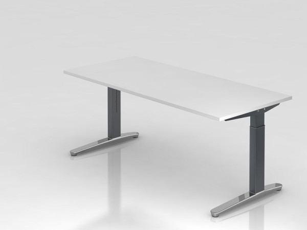Hammerbacher bureau C-poot 180x80cm wit/grafiet (gepolijst), rechthoekige vorm, VXB19/W/GC