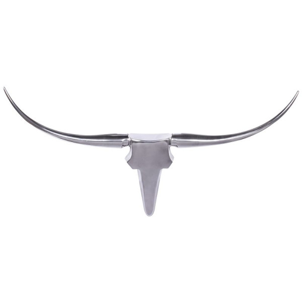 Wohnling stierengewei L wanddecoratie 125 cm breed aluminium zilver aluminium decoratie wandgewei wanddesign, WL1.244
