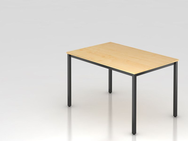 Hammerbacher vergadertafel 120x80cm esdoorn/zwart vierkant, rechthoekige vorm, VDQ12/3/D