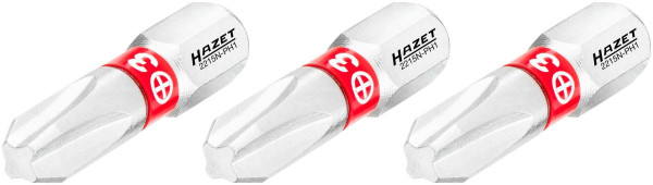 Hazet bit, massief zeskant 6,3 (1/4 inch), Phillips profiel PH, PH3, aantal gereedschappen: 3, sleutelmaat: PH3, 2215N-PH3/3