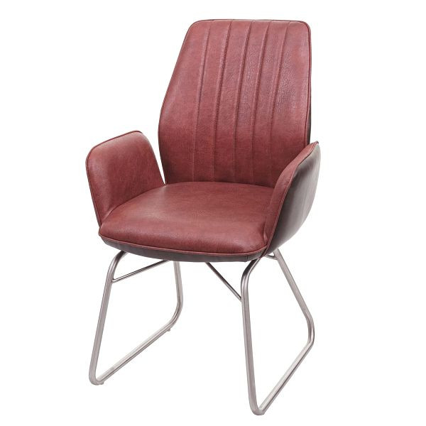 Mendler eetkamerstoel HWC-G73, keuken-/schommelstoel, schommelfunctie, stof imitatieleer, geborsteld RVS, bruin suede look, 71924