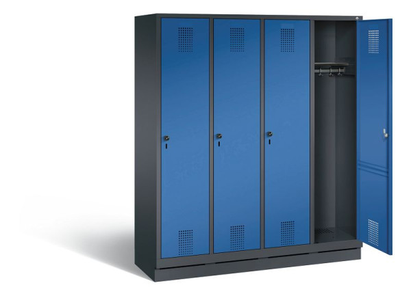 C+P Evolo kleerkast, H1800xB1590xD500mm, kleur: zwartgrijs / gentiaanblauw, 48020-42 S10006