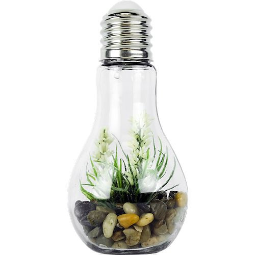 Technoline glazen decoratielampen met stenen en planten, assorti kleuren in een set van 12, 773752