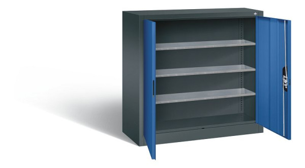 C+P tijdschriftenkast serie 13, H1000xB1000xD420mm, kleur: antracietgrijs / gentiaanblauw, verzonken handgreep, 133944-21 S10030