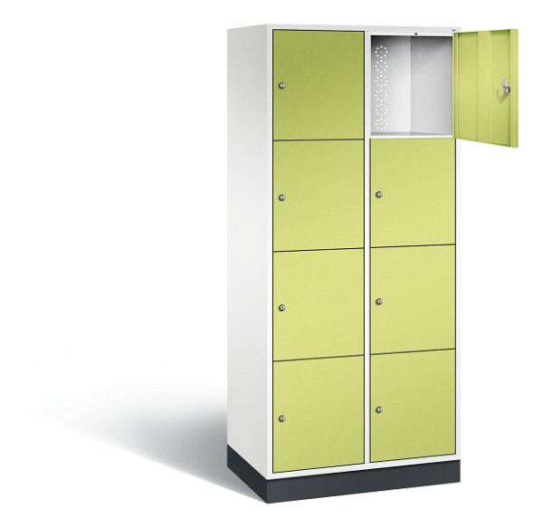 C+P XL lockerkast Intro, H1950xW820xD490mm, kleur: verkeerswit / virid green, 8470-202 S10224
