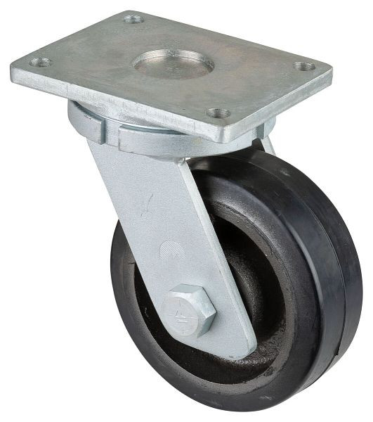 BS Rollen zwaarlastwiel, wielbreedte 75 mm, wiel-Ø 200 mm, draagvermogen 550 kg, zwarte elastische banden, gegoten wiellichaam, kogellagers, RR100.B81.202