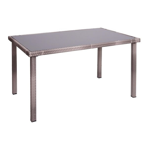 Mendler poly rotan tafel HWC-G19, tuintafel balkontafel, 120x75cm, grijsbruin, 76325