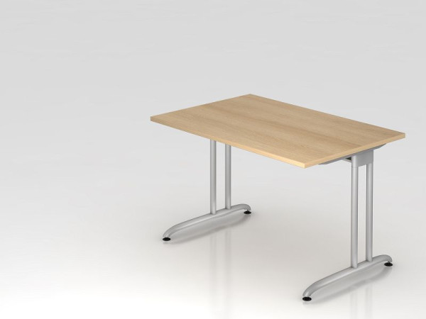Hammerbacher bureau C-poot 120x80cm eiken, horizontale kabelgoot, werkhoogte 72 cm, VBS12/E/S