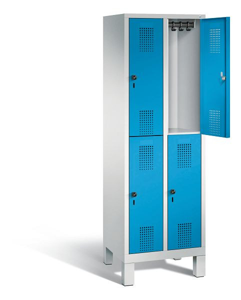 C+P locker dubbeldekker Evolo, H1850xB610xD500mm, kleur: lichtgrijs/lichtblauw, 48310-20 S10137