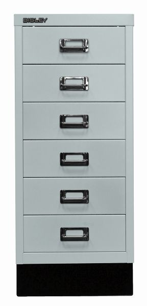 Bisley MultiDrawer™, 29-serie met onderstel, DIN A4, 6 laden, lichtgrijs, L296S645