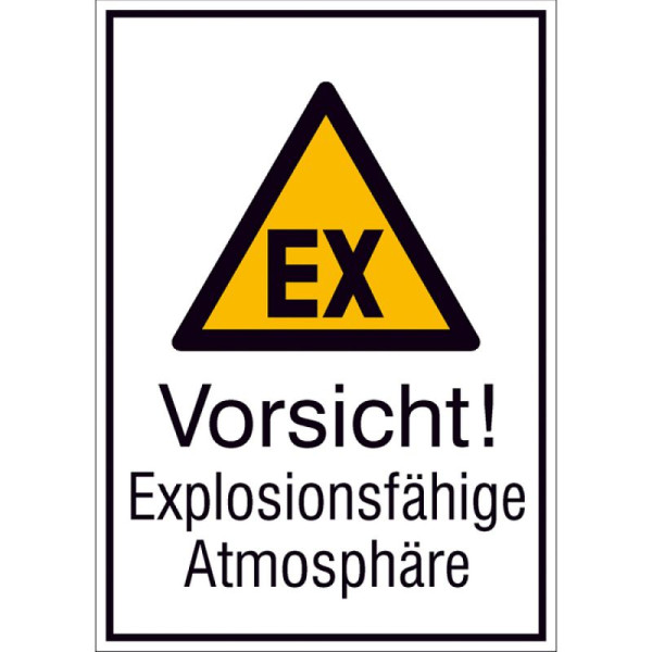 Steen HGS combinatiebord met waarschuwingsbord en extra tekst Let op! Explosieve atmosfeer, 210 x 297 mm / kunststof, weerbestendig, 43.a8012