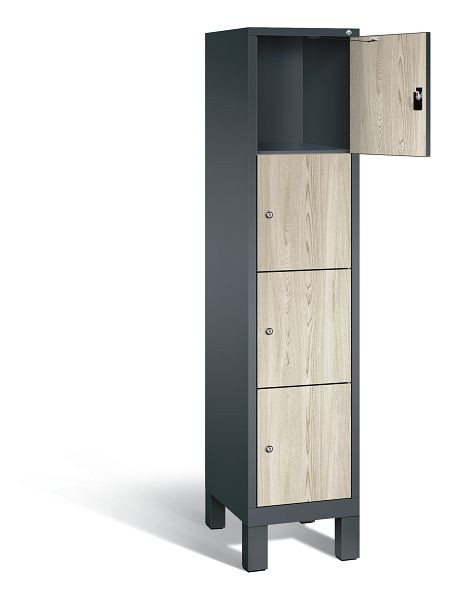 C+P lockerkast Evolo, H1850xB420xD500mm, kleur: antracietgrijs / Sen ash decor, 48010-124 S10130