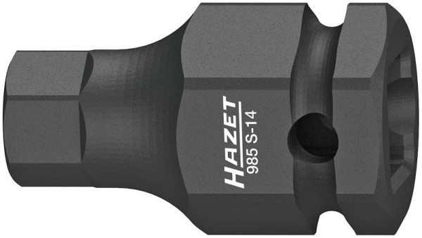 Hazet slagmachine schroevendraaierdop, hol vierkant 12,5 mm, binnenzeskant profiel, 14 mm, korte versie, 985S-14