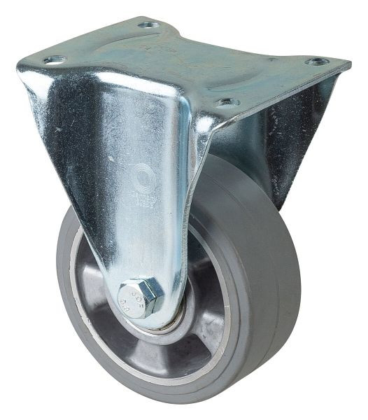 BS Rollen zwaarlastwiel, bokwiel, wielbreedte 50 mm, wiel-Ø 125 mm, draagvermogen 220 kg, grijze elastische banden, aluminium, kogellagers, N110.B83.125